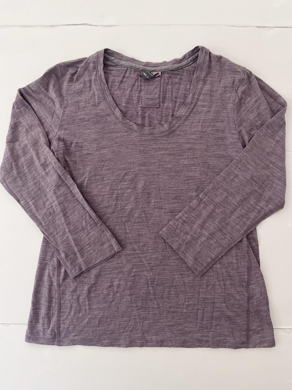 Ibex Shirt Womens M Purple Wool Scoop Neck 3/4 Sleeve Lightweight Jersey Tee